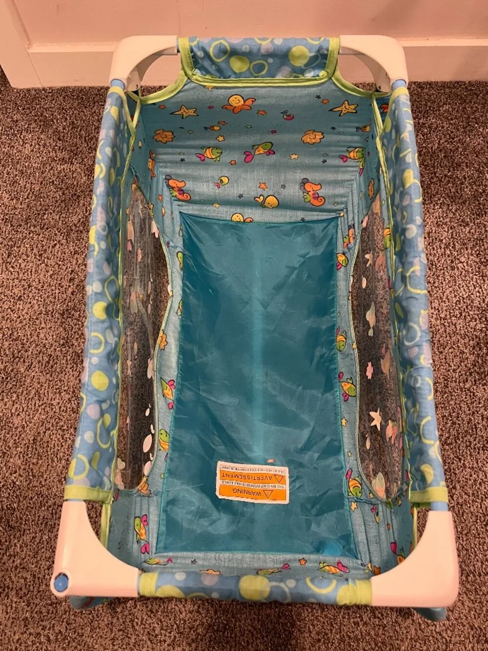 Fisher Price Doll Crib Cradle Rocker Ocean Wonders Tolly Tots Bassinet/Playpen